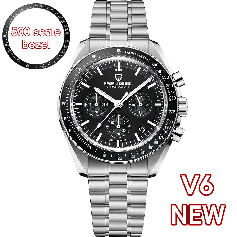 PAGANI DESIGN 2025 New Saturn Men's Watches Top Luxury Quartz Watch Men Light Tan Chronograph AR Sapphire crystal Wristwatch Men