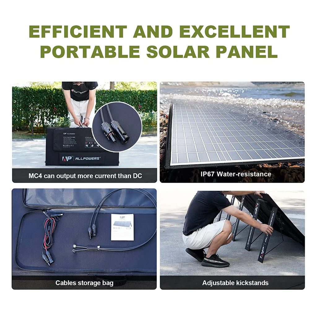 ALLPOWERS Foldable Solar Panel 400W / 200W / 140W / 100W / 60W Solar Panel with Solar Output for Power Station Solar Generator