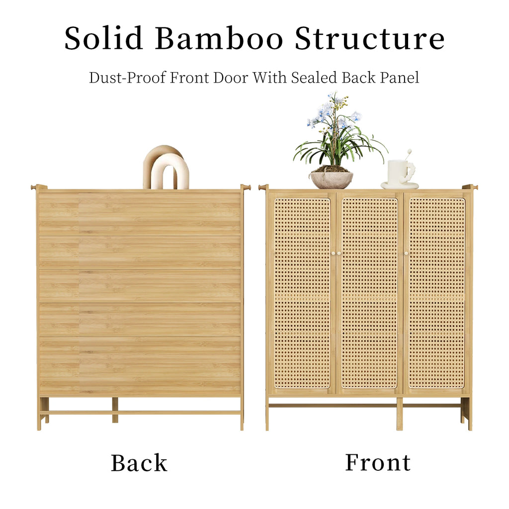 5 Tiers Bamboo Shoe Cabinet Freestanding Shoes Rack Organizer for Hallway Bedroom Entryway