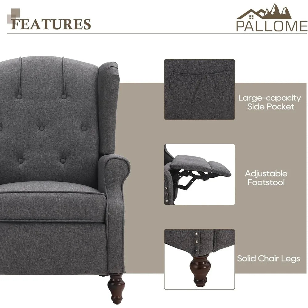 Recliner Chair with Massage and Heat Tufted Fabric Push Back Arm Chair, Recliner Chair for Living Room Bedroom Home The