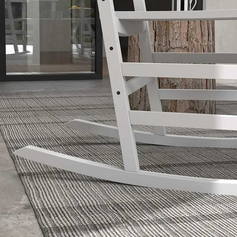 3 Piece Patio Rocking Chair Set, Outdoor Wood Conversation Set w/ 2 Rockers & 1 Coffee Table, Poplar Wooden Rocking Bistro