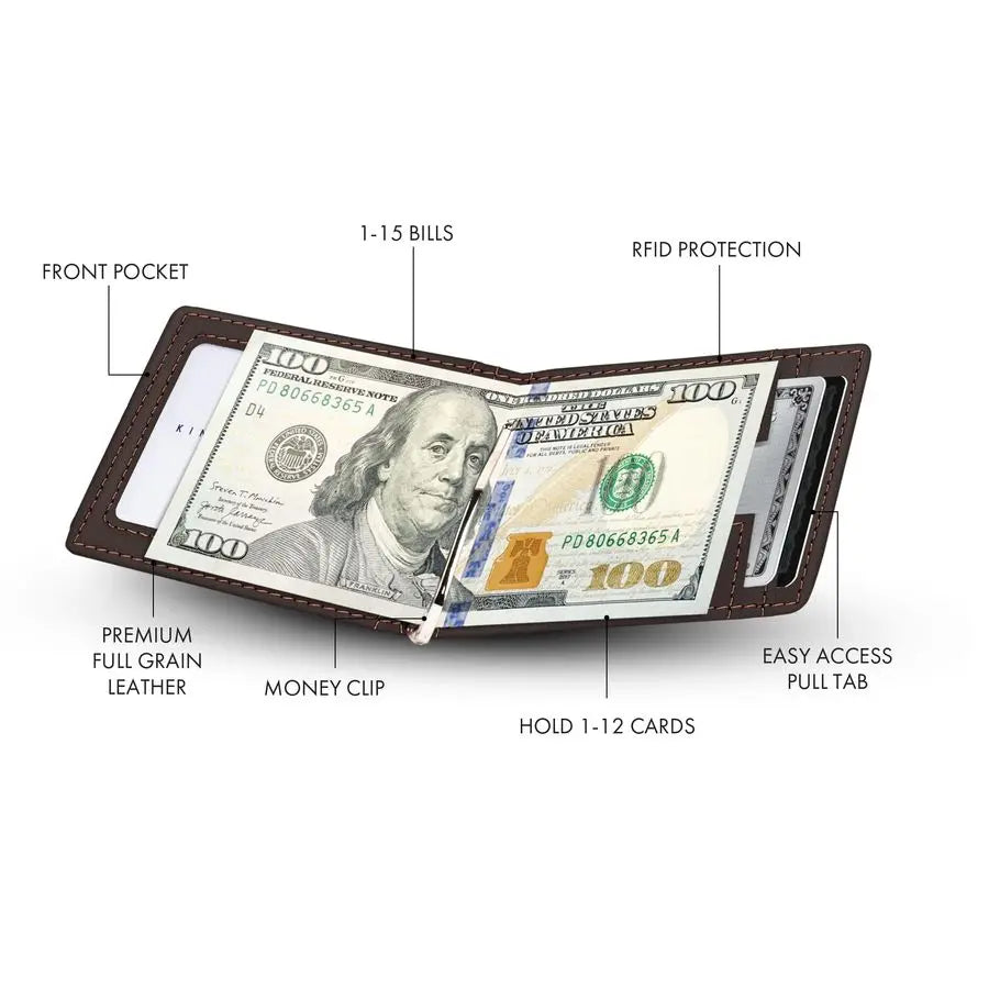 Airtag Wallet for Men RFID Blocking Leather Design with Airtag Holder, Money Clip amp Pull Tab Minimalist Air Tag Wallets