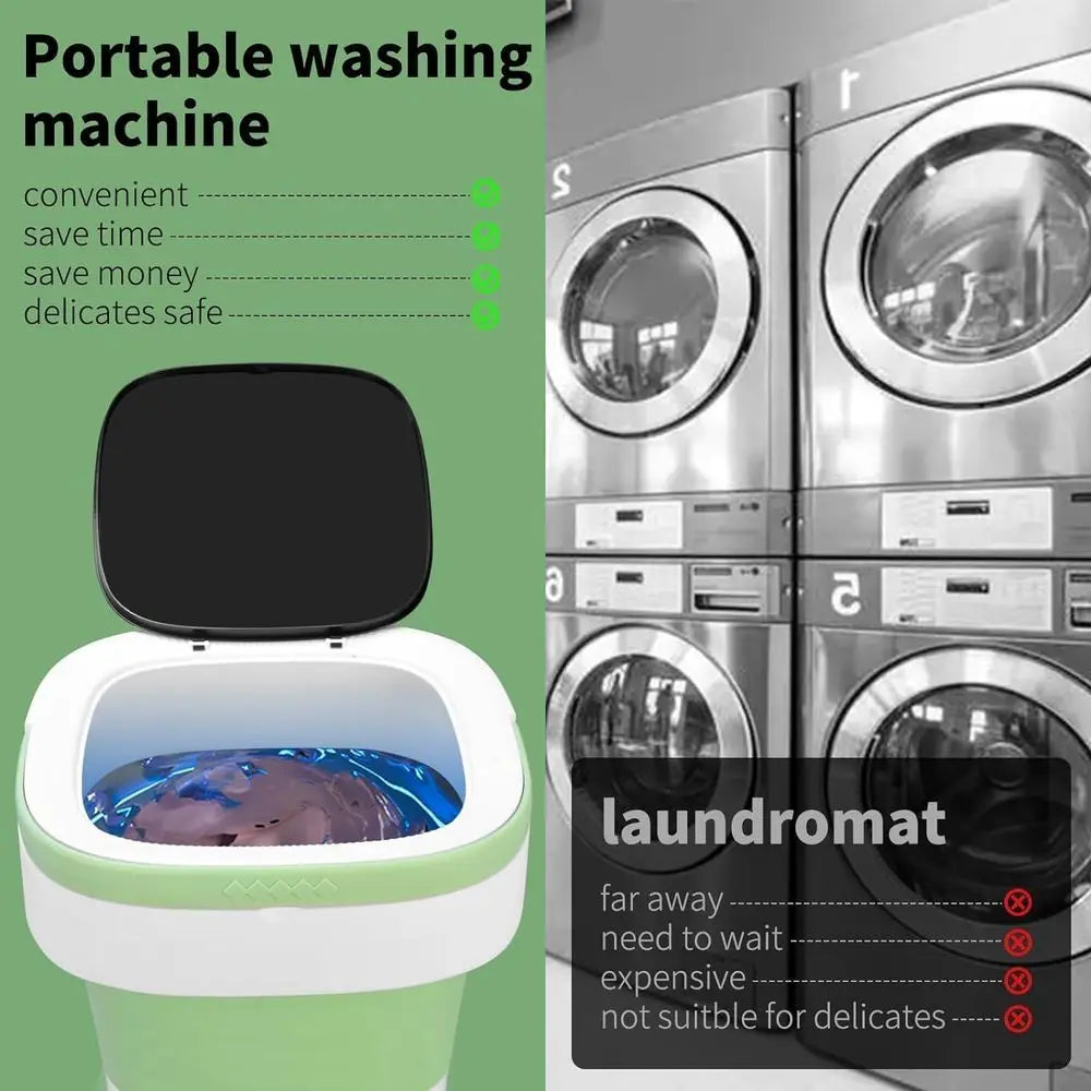 Portable Mini Washing Machine, Washer and Dryer with 3 Cycles Deep Cleaning, Upgraded Small Collapsible Laundry for Home and Tra