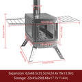 Large Tent Stove with Chimney Pipe Stainless Steel Firebox Rust Proof Outdoor Camping Wood-Burning Stove w/ Dual Glass Windows