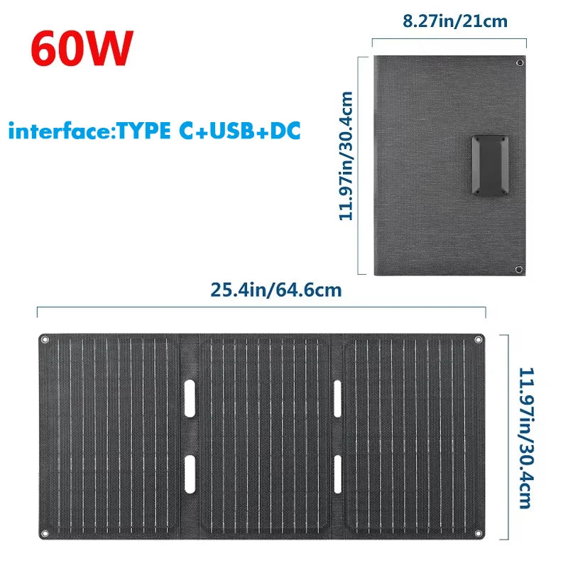 80W Folding Solar Panel IP65 Waterproof Foldable Solar Charger Portable Solar Panel Charger Outdoor Phone Power Bank for Phone