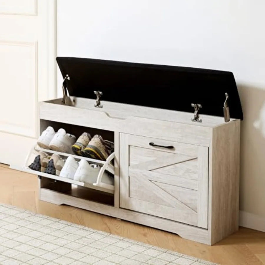 Shoe Storage Bench Cushion Entryway Bench with Storage End of Bed Shoe Benches Small Shoe Rack Benches Entry Way Shoes Cabinet