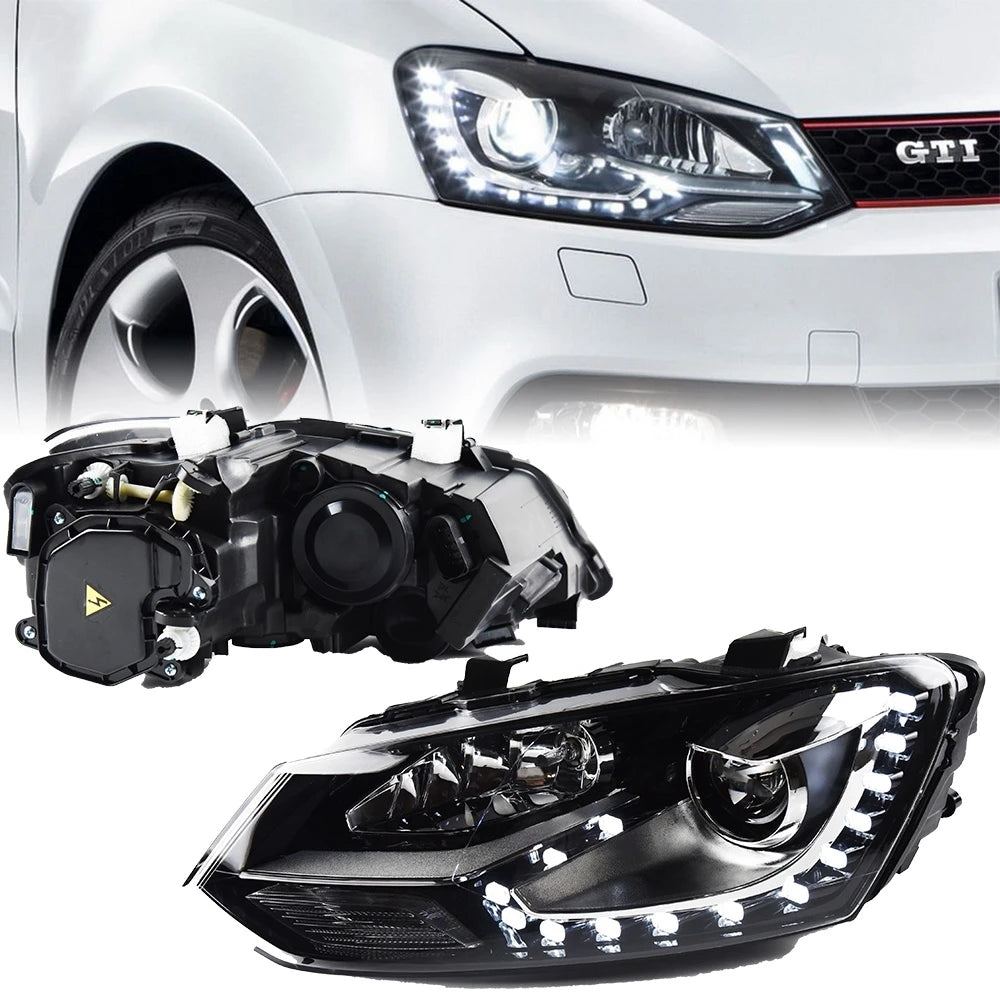 Headlight for VW Polo TSI 2011-2018 Car LED DRL Hella автомобильные товары Hid H7 Vento Polo GTI Car Accessories