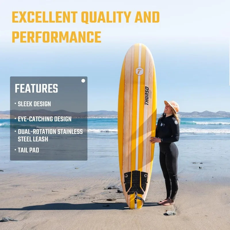 8 ft Soft Top Foam Beginner Surfboard for Adults and Kids Perfect Longboard for Surfing Beach Fun and Water Sports Lightweight