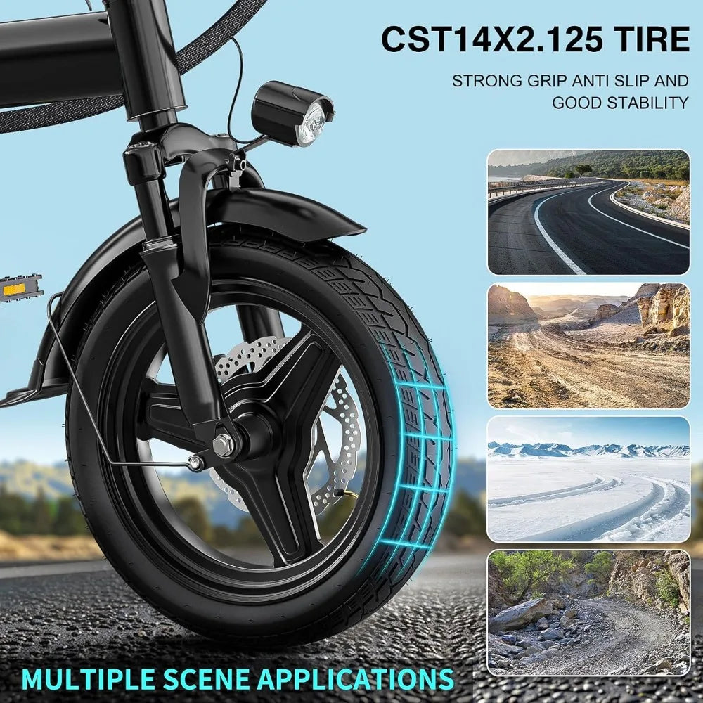 Electric Bike for Adults and Teens, 560W Motor 24MPH Compact Commuter Folding Ebike, 32 Miles Range, 48V 10Ah Battery, 3-Level