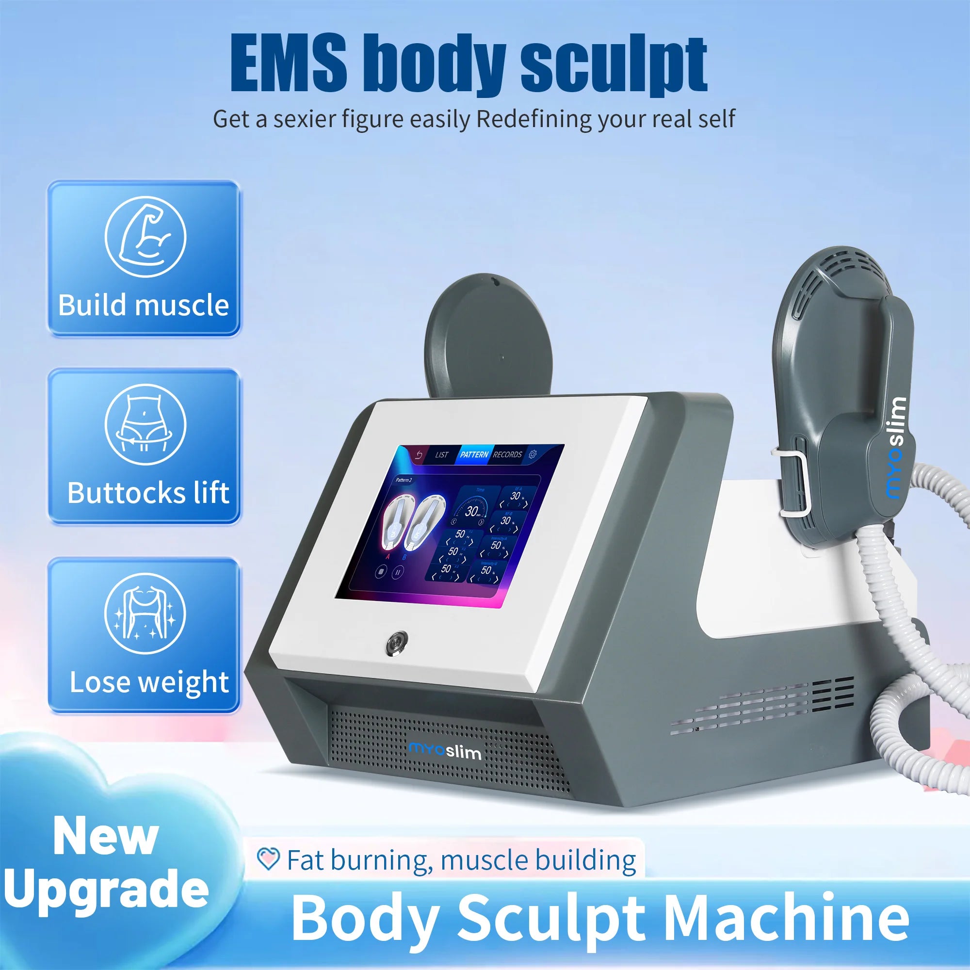 Professional Muscle Stimulator Machine Fat Burn Body Shaping Slimming Trainer for Home Gym Fitness Muscle Conto