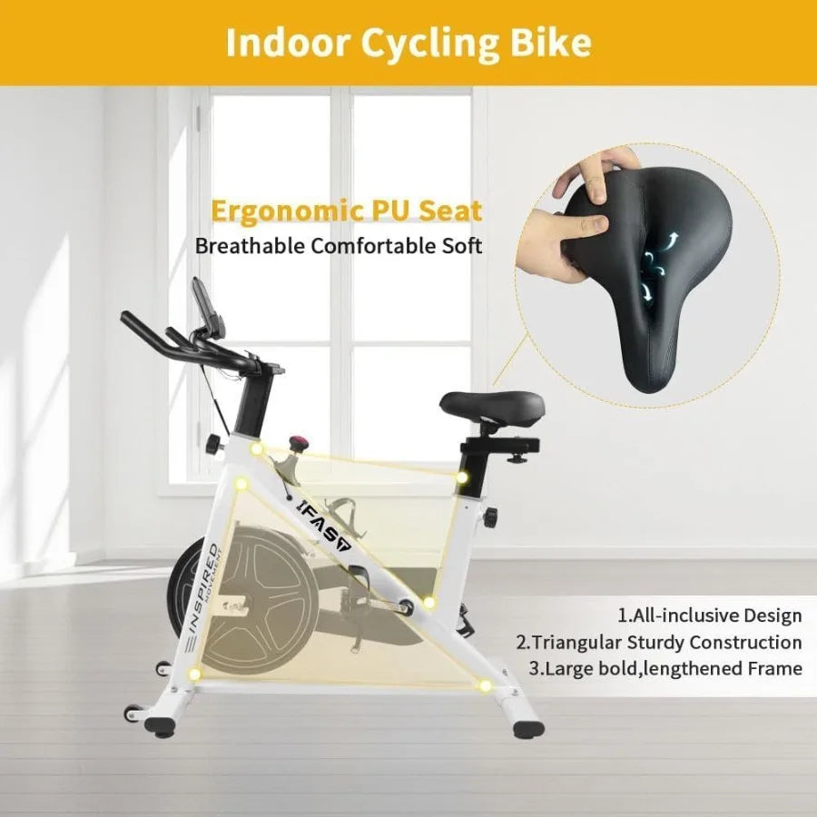 Stationary Bikes for Home Spin Indoor Exercise Bike with LCD Monitor and Comfortable Seat Cushion for Home Gym Cardio Fitness T