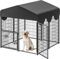Outdoor Dog Kennel with Rotating Door, Heavy-Duty Steel Frame, Waterproof Cover for Small to Large Pets
