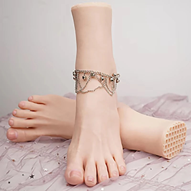 MALETOFE Female Silicone Foot Large Size Model Sock Shoes Jewelry Photograph Display New Design Nail Art Practice