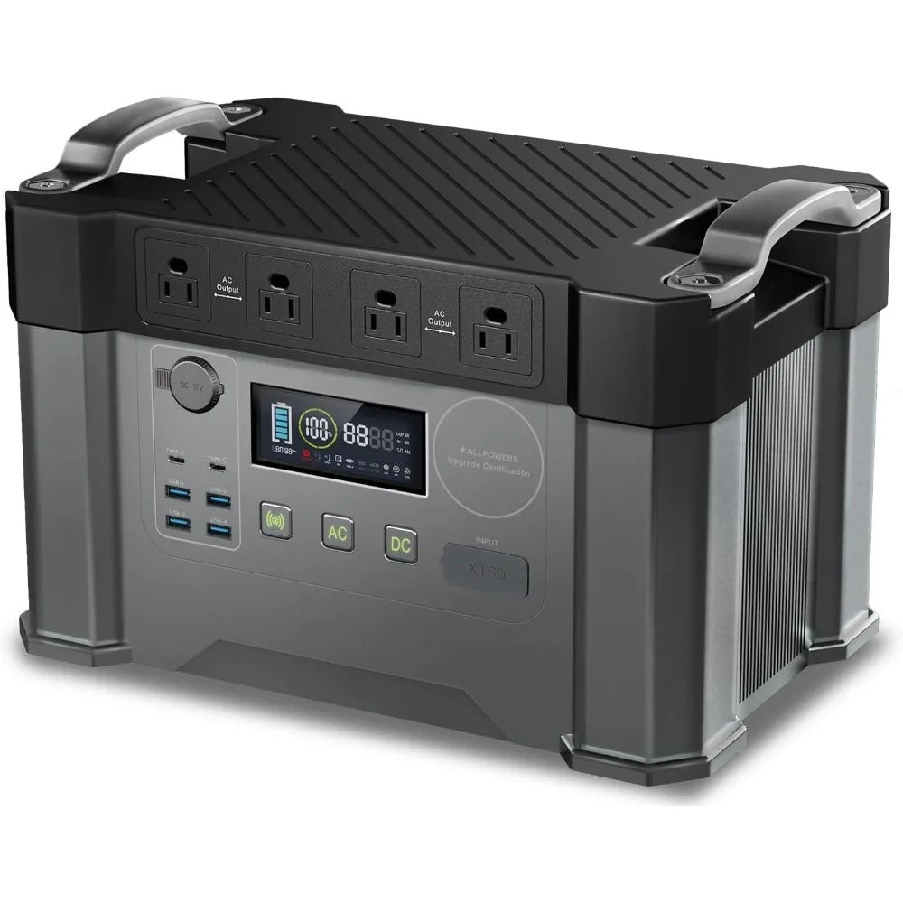 2000w Portable Power Station, 1500Wh MPPT Battery Backup, S2000 Solar Generator with 4 AC Outlets(Peak 4000w), Solar Power