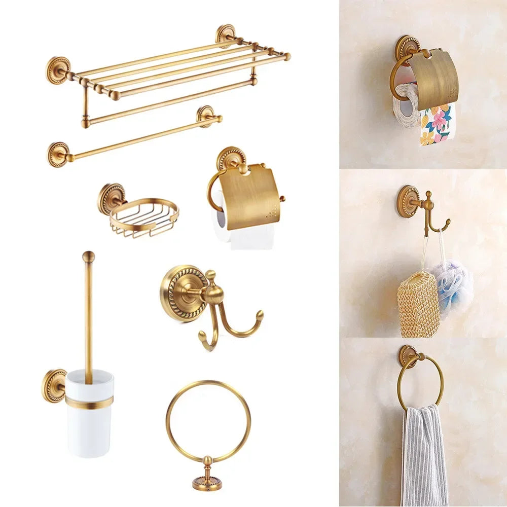 7PCS Luxury Bathroom Accessories Set - Modern Toilet Paper Holder, Soap Dispenser, Towel Rack, Brush Holder, Bathroom Decor