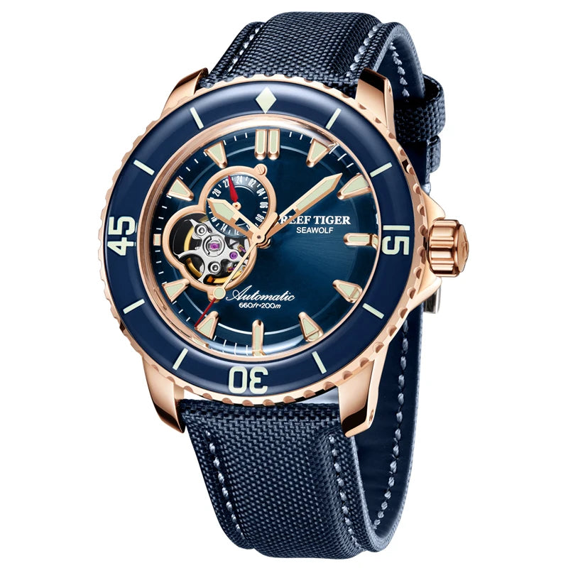 reef tiger brand fully automatic mechanical watches, business men's watches, personalized and fashionable luminous men's sports