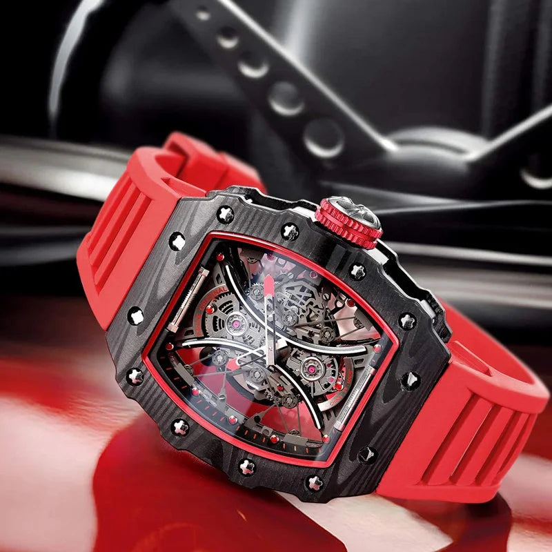 FEICE Men's Automatic Wrist Watch Sapphire Crystal Japanese Movement Skeleton Mechanical Watch Waterproof Sports Wristwatch 602