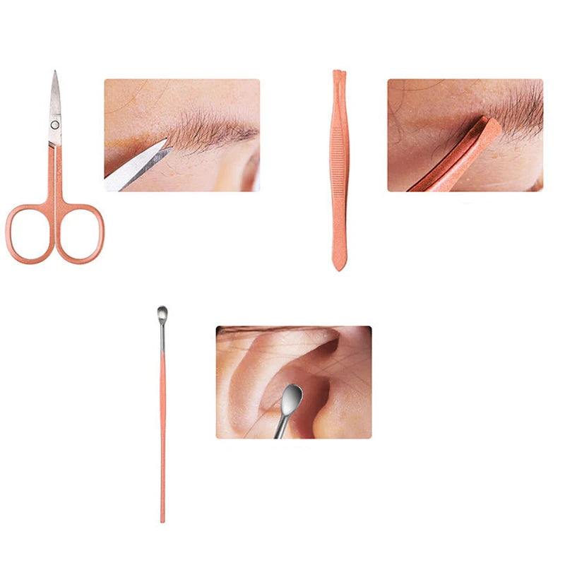 7Pcs/Kit Nail Clippers Set Multifunctional Tools Portable Travel Pedicure Kit Stainless Steel Professional Manicure Accessories