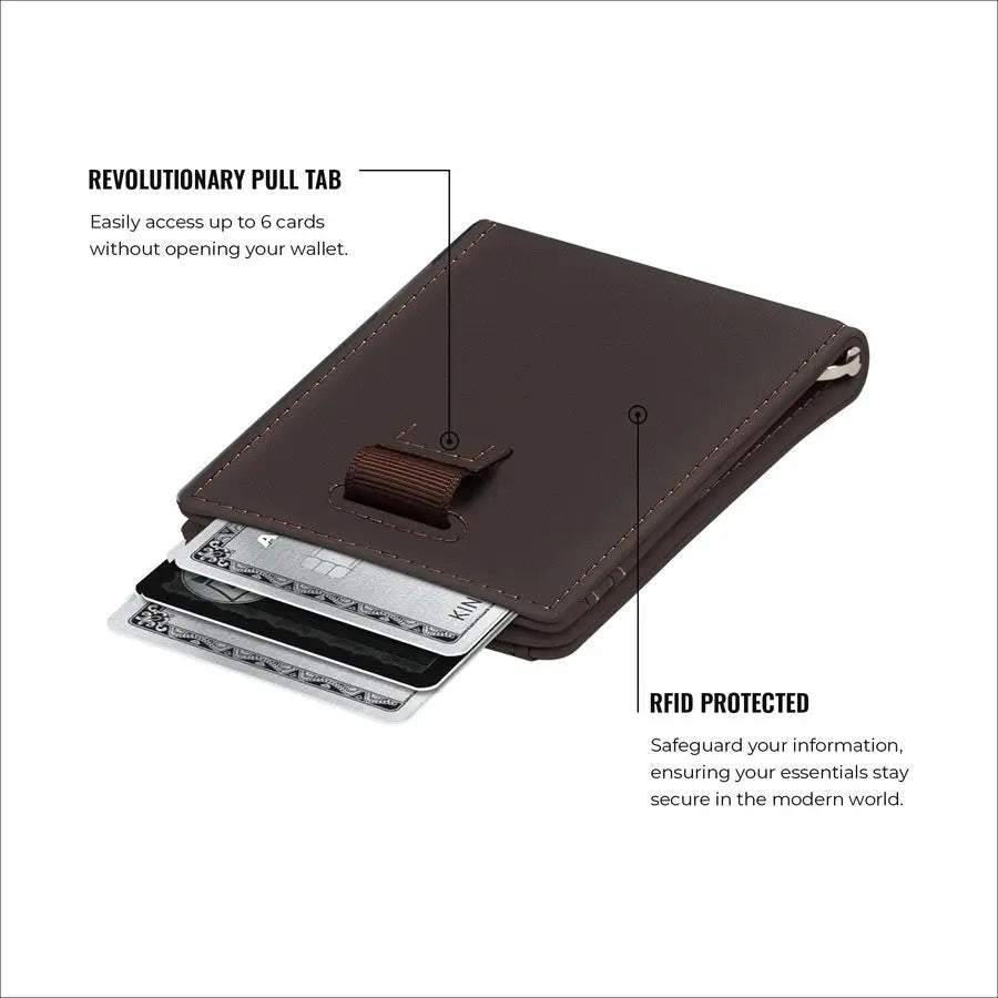 Airtag Wallet for Men RFID Blocking Leather Design with Airtag Holder, Money Clip amp Pull Tab Minimalist Air Tag Wallets