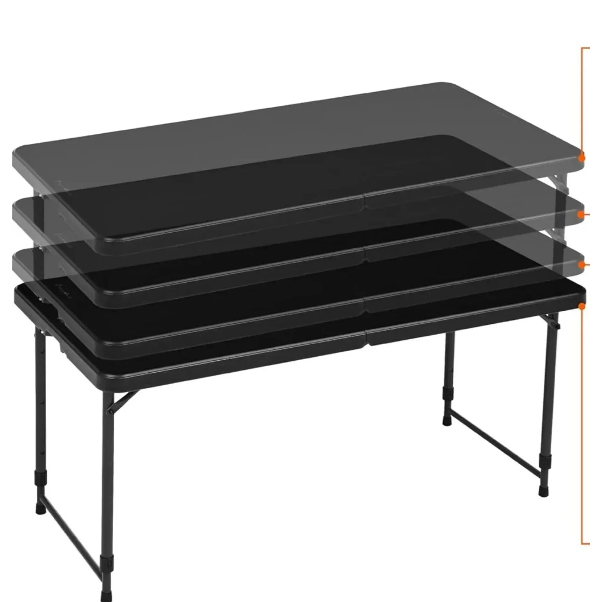 4 Foot Adjustable Height Folding Plastic Table, Black