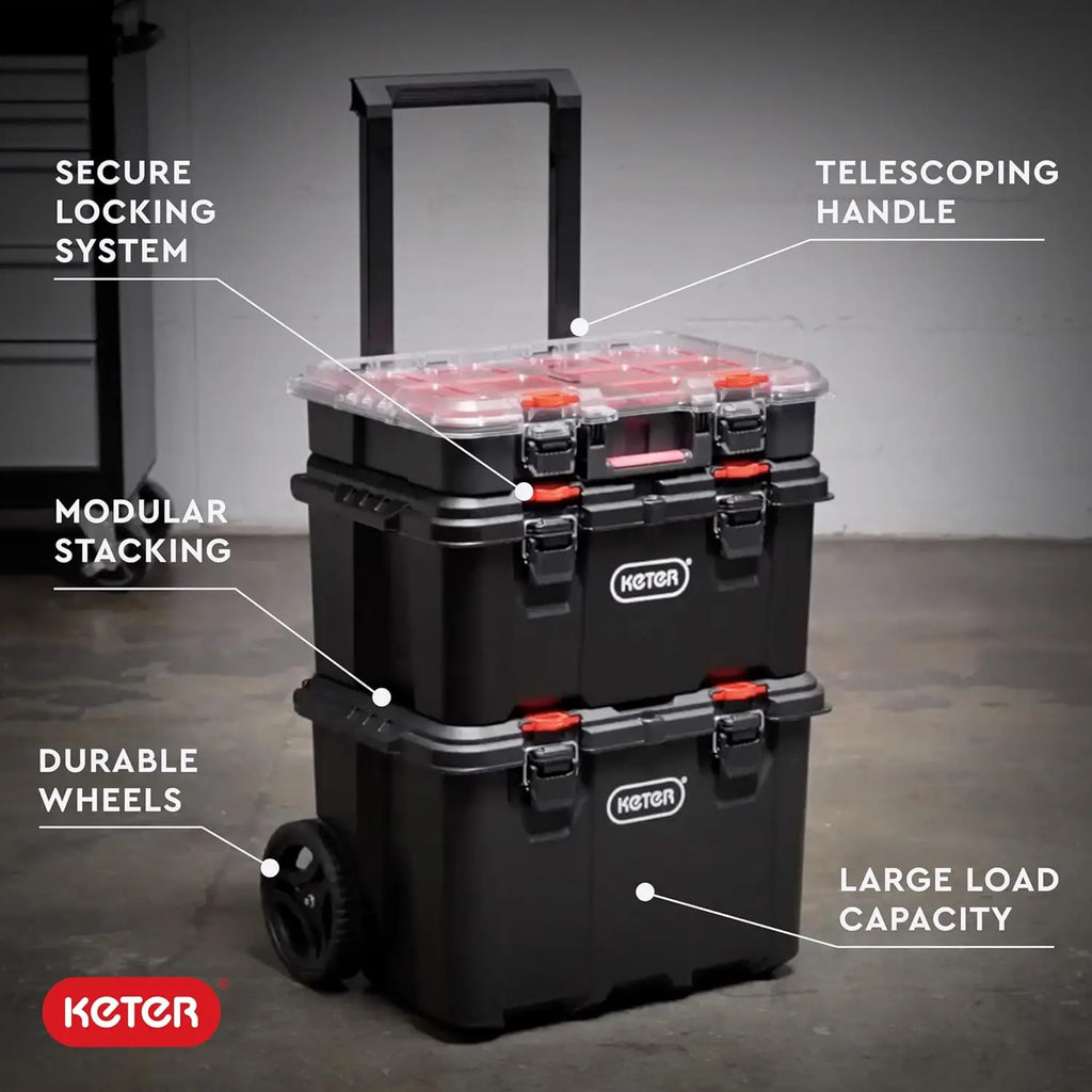 Modular Rolling Tool Organizer System with Cart, Box & Parts Tray for Garage Storage DIY Projects