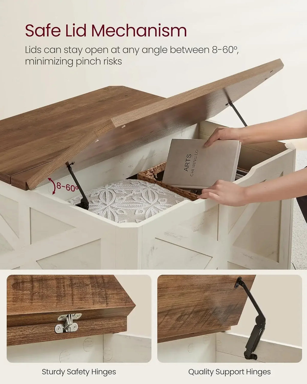 Farmhouse Coffee Table with Storage Square Living Room Center Table Flip Top Lids Honey Brown