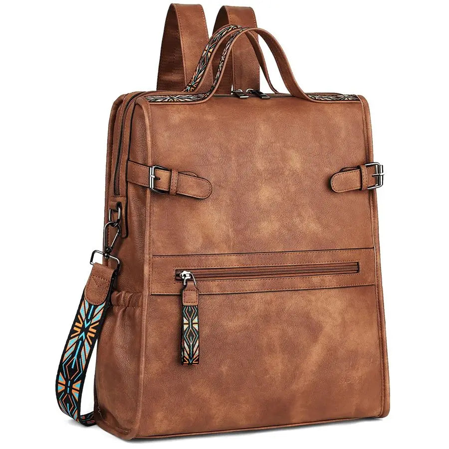 Laptop Backpack for Women, Designer Ladies Work Travel Computer Backpack with Laptop Compartment Purse Brown