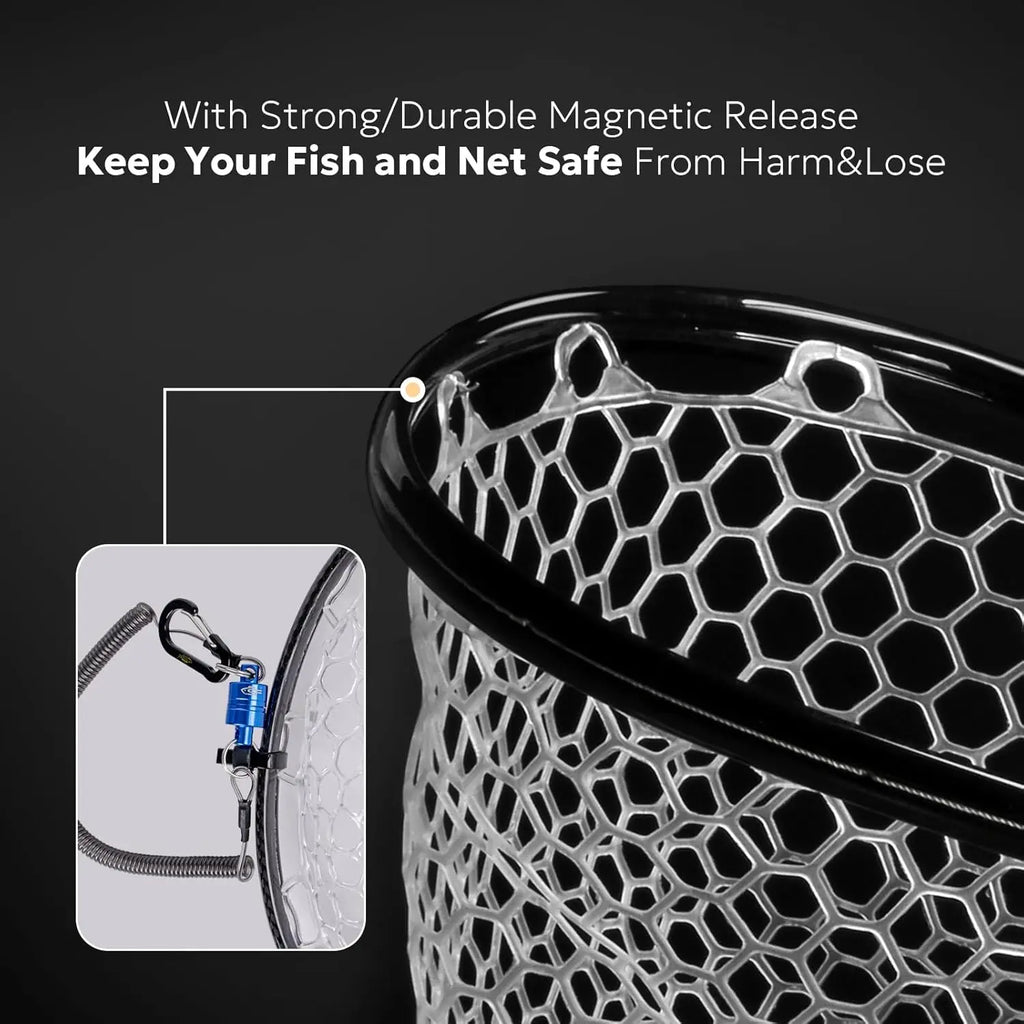Lightweight Carbon Fiber Fly Fishing Net with Soft Rubber Mesh for Trout Catch and Release, Durable and Waterproof