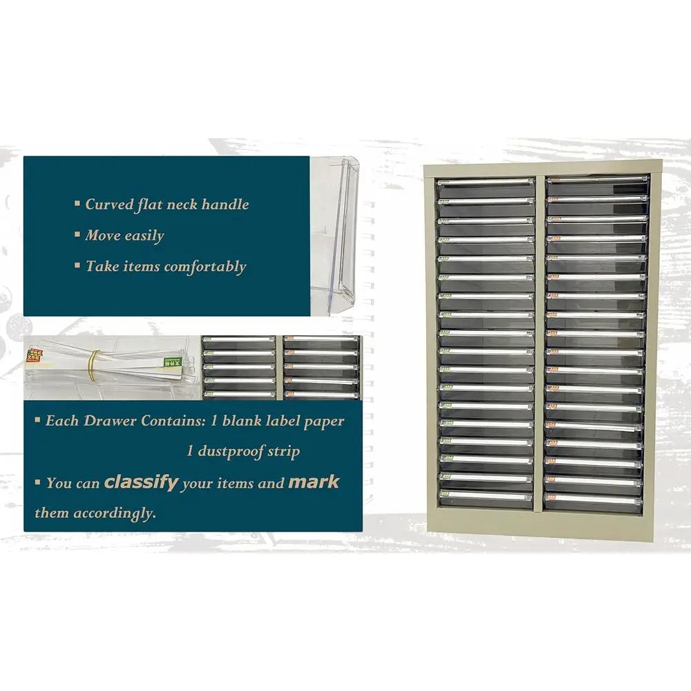 36-Compartment Plastic Storage Cabinet for Small Items, Clear, 12.8x9.25x1.57 Inches
