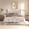Full Size Bed Frame，Metal Platform Bed Frame with Headboard, Butterfly Pattern Design Headboard & Footboard, Strong Metal Slat S