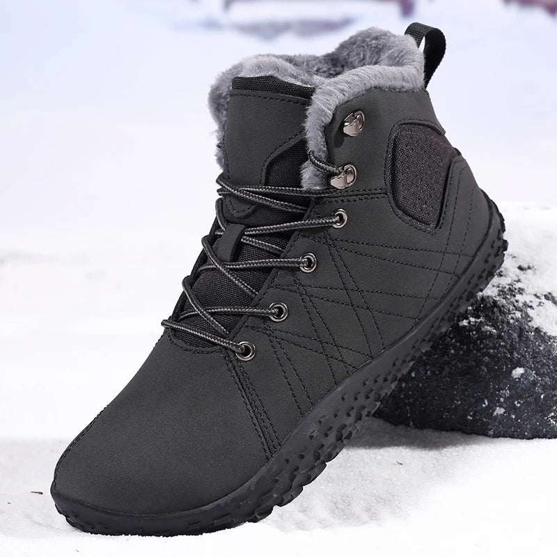 Winter Warm Wide Toe Barefoot Men Snow Boots Outdoor Cotton Boots Breathable Walking Hiking Shoes Comfortable Casual Sneakers