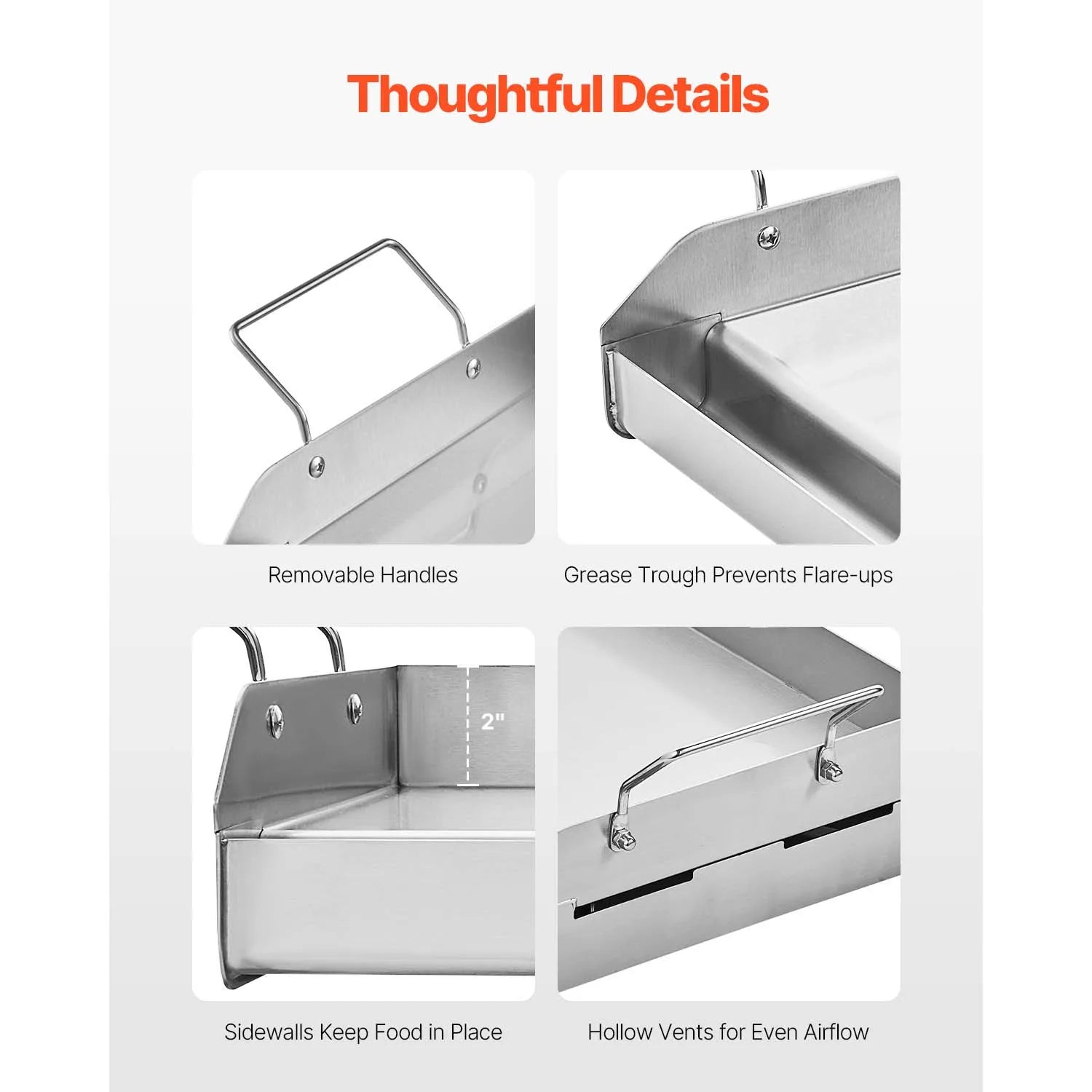 SucceBuy Stainless Steel Griddle Universal Flat Top Rectangular Plate Gas Grill Griddle for BBQ Family Cookware for Camping Part