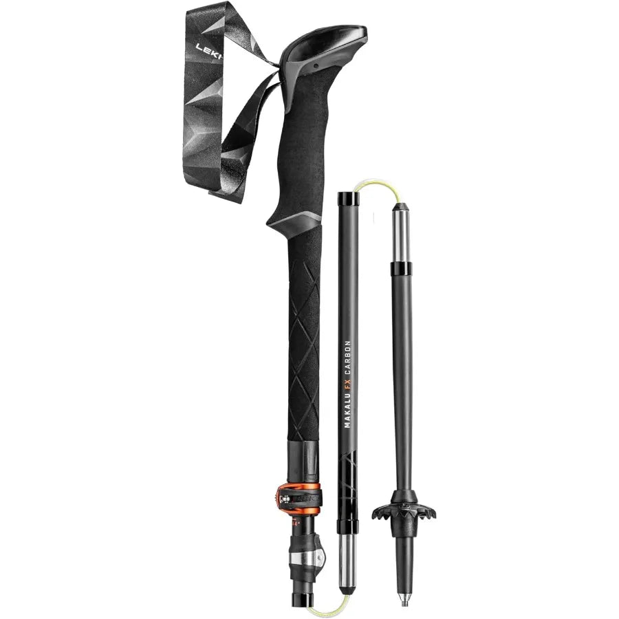 LEKI Makalu FX Carbon Trekking Poles - Foldable Collapsible Lightweight Walking Poles for Hiking in Black with Carbon Fiber Con
