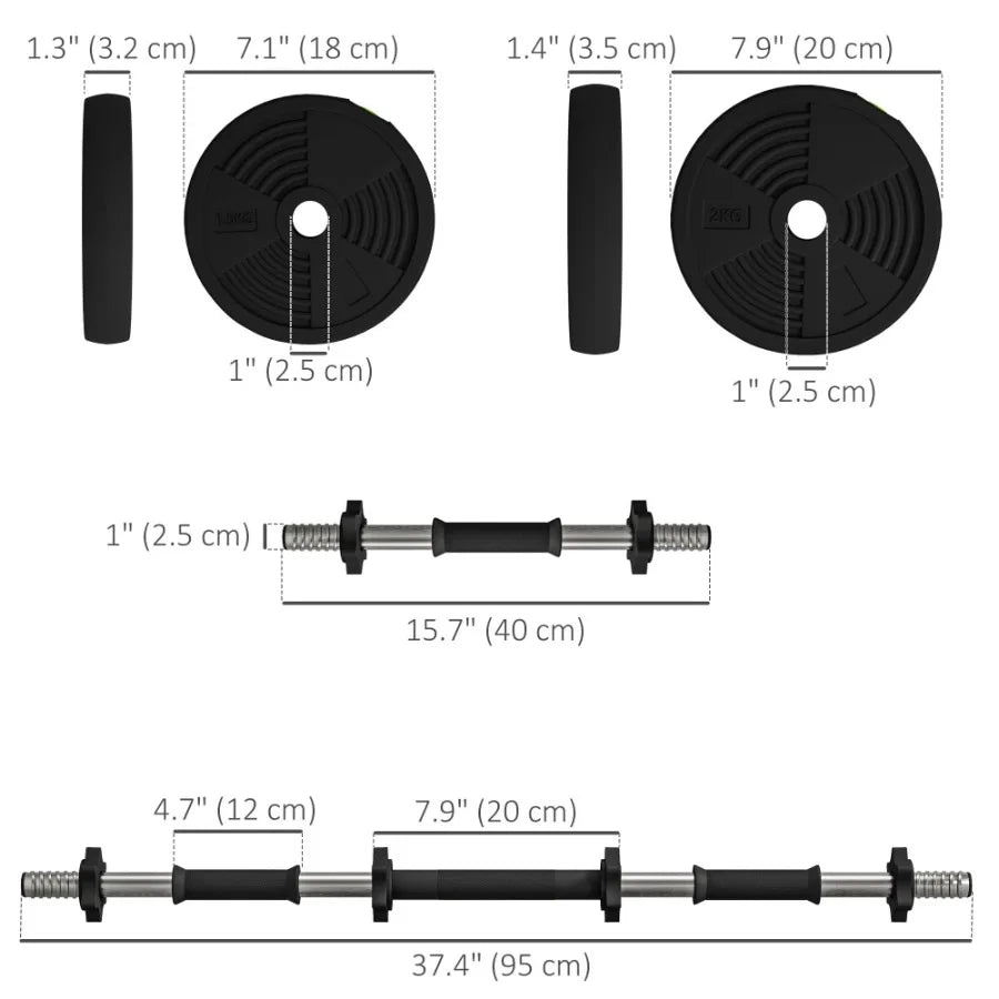 33LBS 2-in-1 Adjustable Barbell and Dumbbells Set Weights Set with Non-slip Handles for Men and Women Home Gym Training
