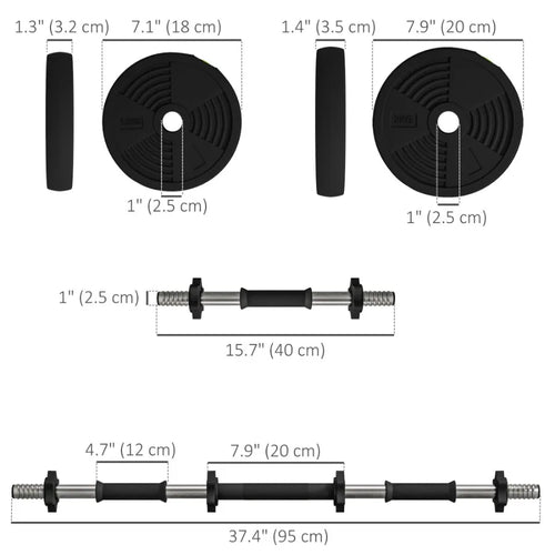 33LBS 2-in-1 Adjustable Barbell and Dumbbells Set Weights Set with Non-slip Handles for Men and Women Home Gym Training