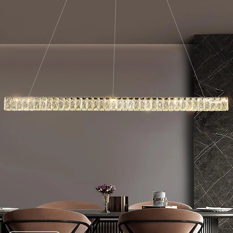 Modern Simple Modern Chandelier Luxury Interior Decoration Hotel Bar Kitchen Living Room Crystal Pendant Lamps Strip Led Light
