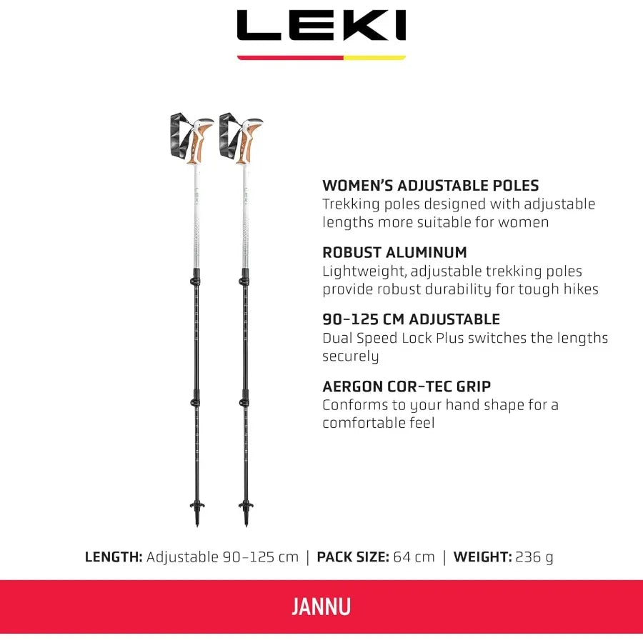 Jannu Aluminum Adjustable Lightweight Walking Poles for Trekking Hiking