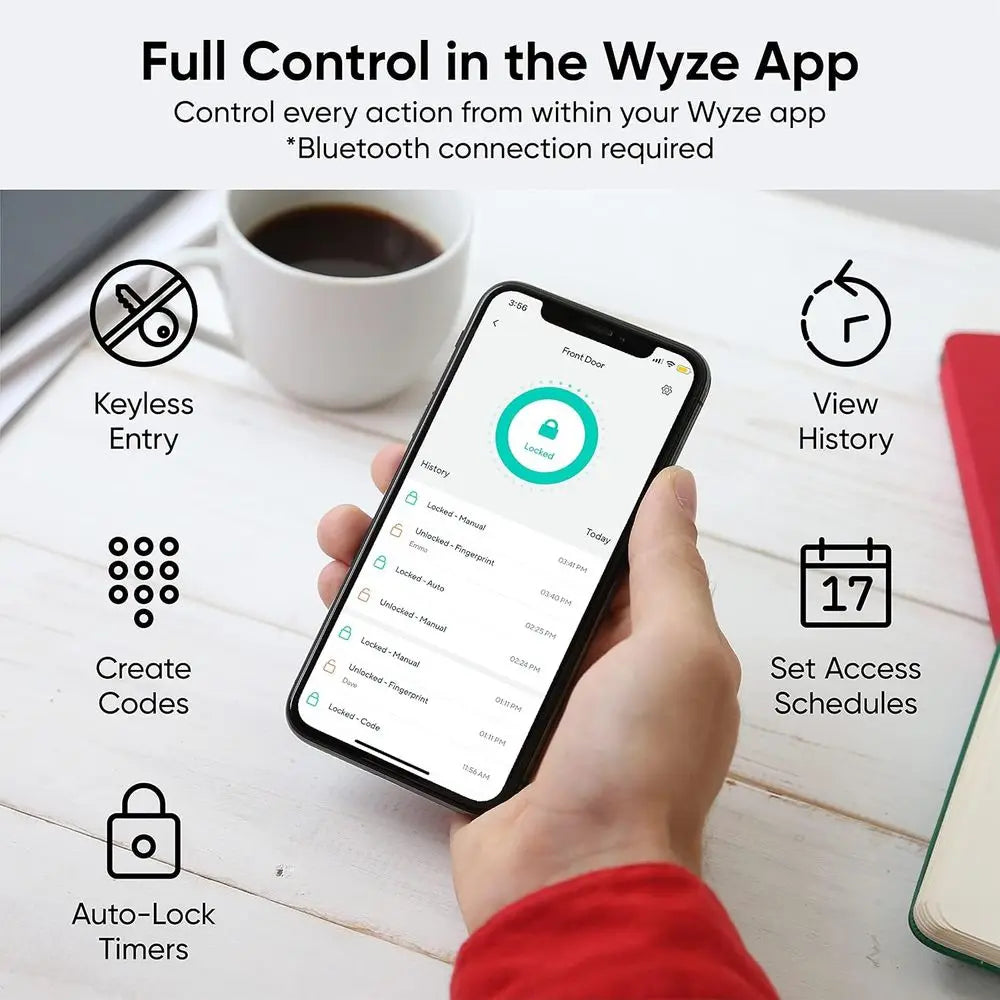 Wyze Auto-Lock Bolt, ingerprint Unlock with Keypad, Eic Digital Entry Door Smart Deadbolt Lock, IPX5 Weatherproo, Easy Installat
