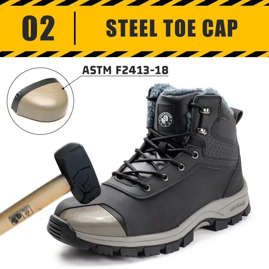 Winter Steel Toe Boots for Men Snow Work Boots Slip Resistant Safety Shoes Indestructible Industrial Construction Working Boots