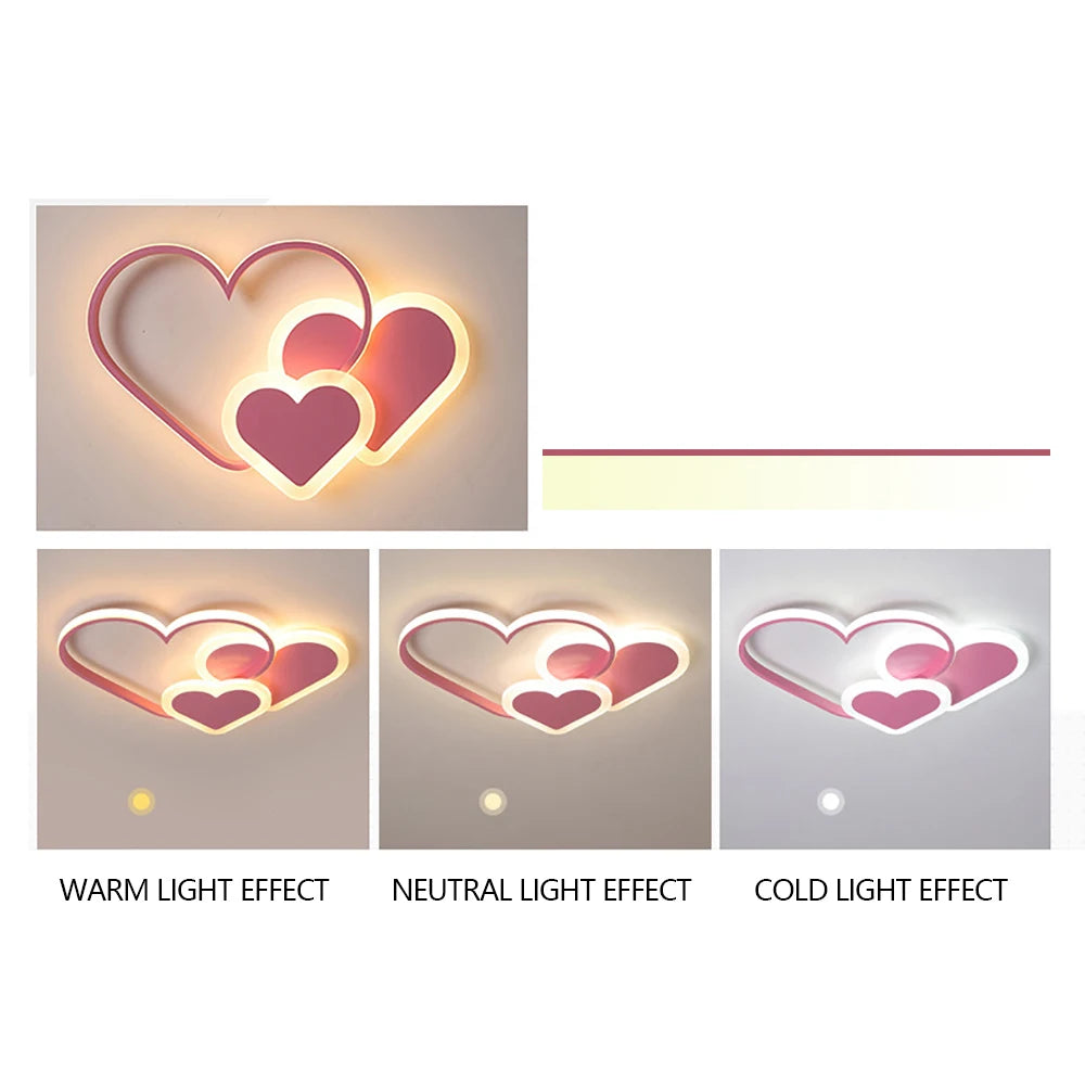 LED Ceiling Spotlight Heart Shaped Light Girl Lamp For Children Room  W/Remote Average Life 30000 Hours