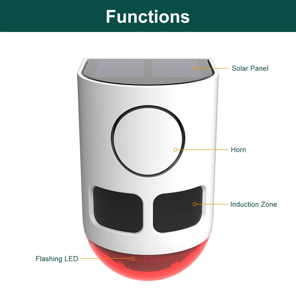 Solar Outdoor Motion Sensor Alarm with Flashing Light To Deter Raccoon Deer Skunk Bear Coyote for Yard Farm Garden