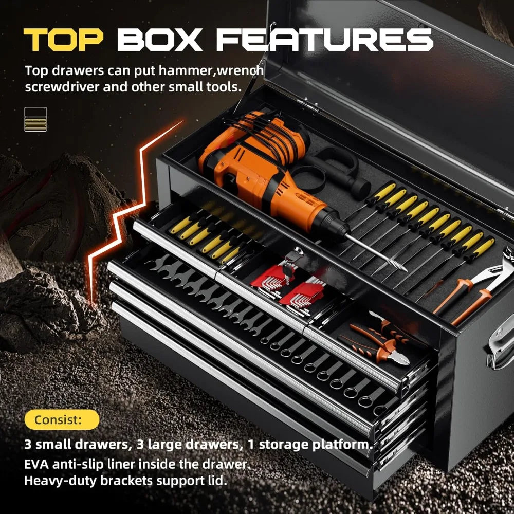 Rolling Tool Chest with Lock, Detachable Tool Cabinet Cart with Wheels, High-Capacity Mechanic Tool Organizer for Garage