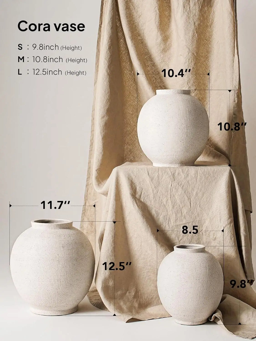10.8 Inch Ceramic Rustic Vase, Farmhouse Minimalist Tall Flower Vase for Table Decor, Living Room, Bathroom, Holiday Wedding