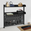 Clamp on Desk Shelf with Pegboard, Desk Extender Pegboard Workstation, Desktop Bookshelf Storage Shelves for Home Office Dorm