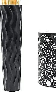 Rustic Wooden Floor Vase - 36 Tall Decorative Plant Holder for Artificial Flowers and Pampas Grass