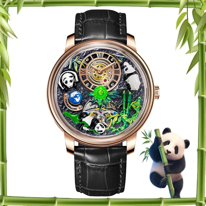 PINDU New Men Wristwatches Top Brand Luxury Mechanical Watch Panda Paradise Watch Men Stainless Steel Waterproof M2791B Movement
