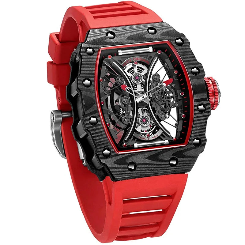 FEICE Men's Automatic Wrist Watch Sapphire Crystal Japanese Movement Skeleton Mechanical Watch Waterproof Sports Wristwatch 602