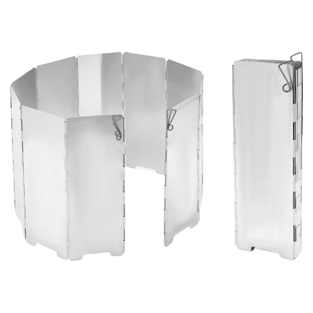 10 Plates Foldable Outdoor Stove Wind Shield Gas Stove Wind Shield Aluminum Alloy Camping Picnic Cooking Burner Windproof Screen