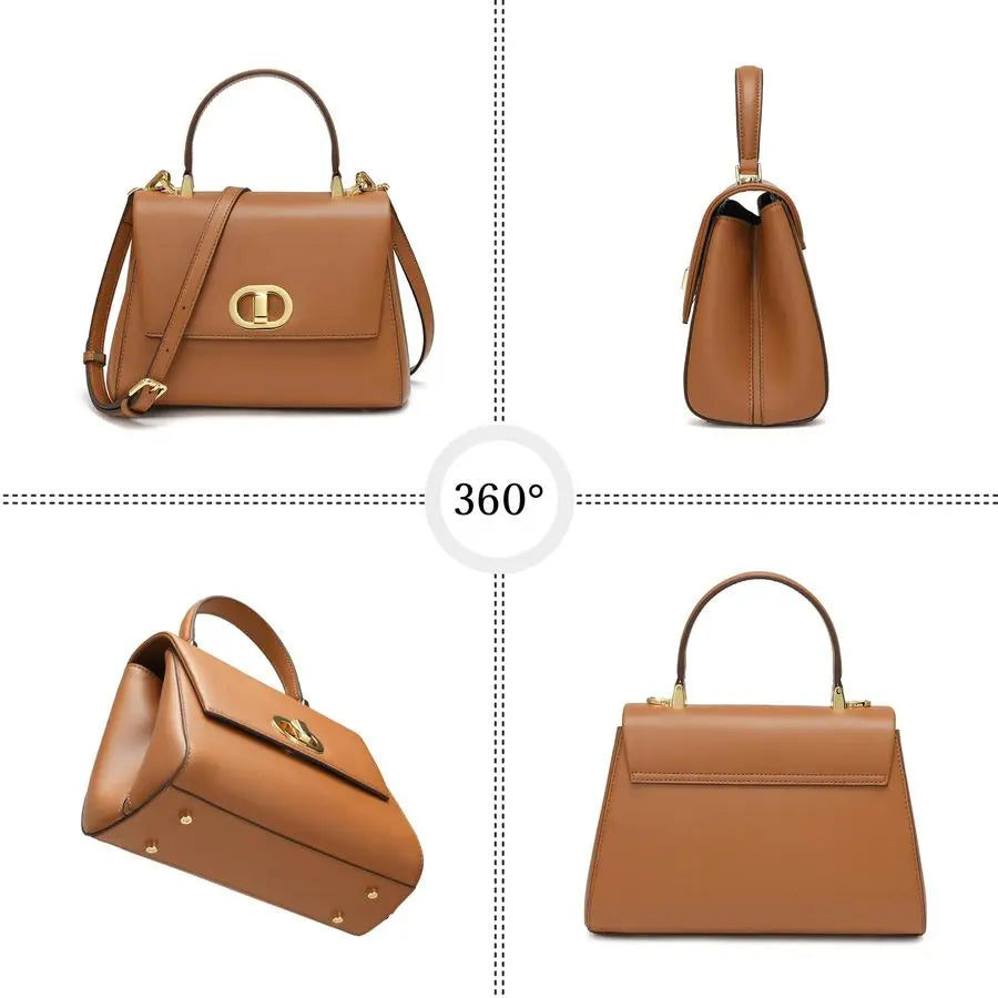 Handle Bag Leather Satchel Bags for Women Luxury Designer Business Crossbody Work Purse with Multiple Internal Pockets