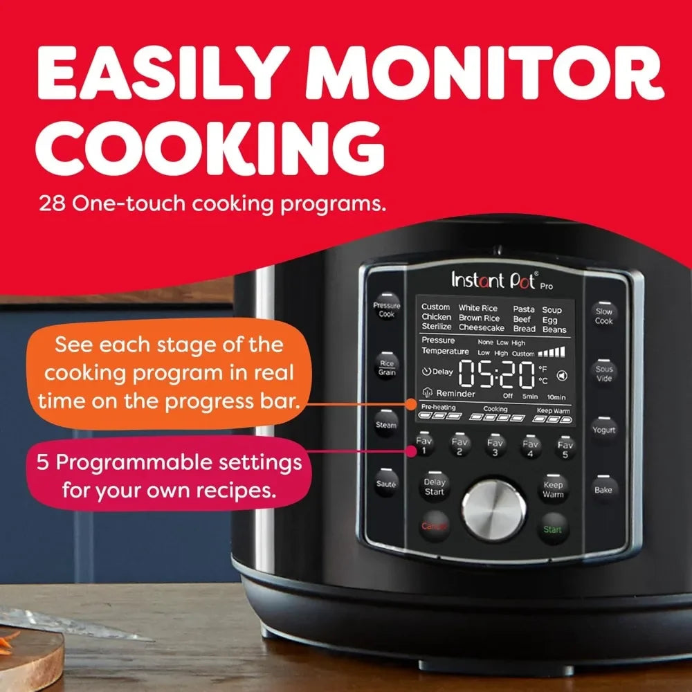 Multi-Functional 8-Quart Instant Pot: Pressure Cooker, Slow Cooker, Rice Cooker, Steamer, Sauté Pan, Sous Vide, Yogurt Maker, St